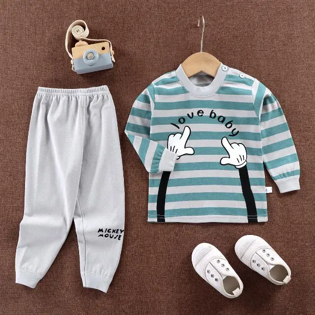 JC New 2-PC Cartoon Boys Clothes kids Tee Shirt Tops+pants long sleeve T-Shirts Tops Kids girls clothing wearing