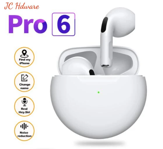 JC Pro 6 TWS Wireless Bluetooth Earphone Noise cancle Earbuds Earpiece Earpods For iPhone Xiaomi phone