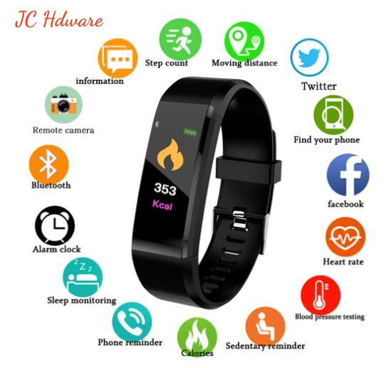 JC 115+ Bracelet Smart Watch Heart Rate SmartBand Fitness Tracker Smartwatch band Bluetooth Wristband