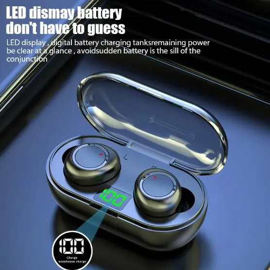JC Y60 Earbuds Tws wireless Bluetooth earphone wireless earpods BT5.3 Low latency 9D Noise Reduction Wear Comfortable Led Digital Battery Display