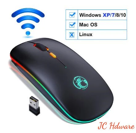 JC New Mouse Wireless Mouse RGB Rechargeable Mouse Computer Silent LED Backlit Mouse For PC