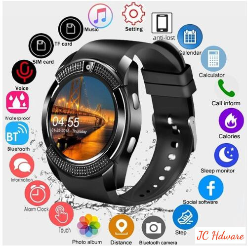 JC V8 Wearable Smartwatch Camera SIM/TF Bluetooth Smart Watch Men Multifunction Digital WristWatch