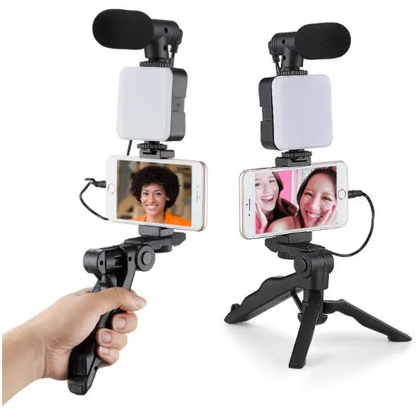 JC 2024 AY-49 Flexible Lightweight Mini  phonesTripod Mobile Phone holder  for Video Recording   Selfie Stick Live with Microphone LED Light