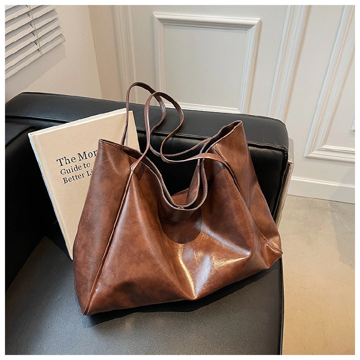 JC 2024 Women Handbags Large capacity soft leather shoulder bag retro casual porta Ladies Bags Fashion Single Shoulder Bags Splicing Tote Women's Bags