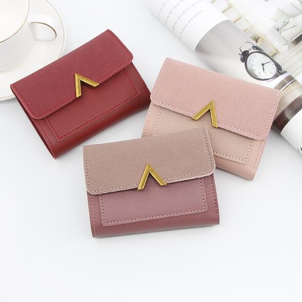 JC New Korean women PU Wallets purse women matte color matching small purse change bag card ladies bag