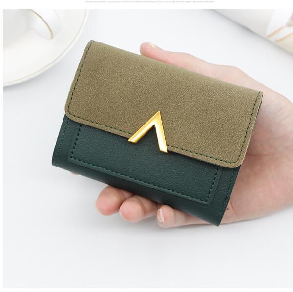 JC New Korean women PU Wallets purse women matte color matching small purse change bag card ladies bag