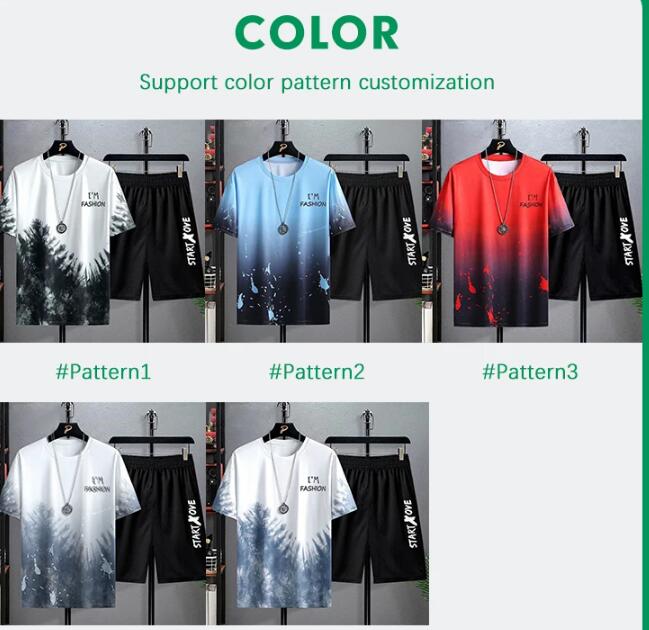 JC Hot Selling Men clothes T shirts Quick Drying Clothing Gradient O-Neck top T-Shirt Cool Feeling Men pants Short-Sleeved T Shirt