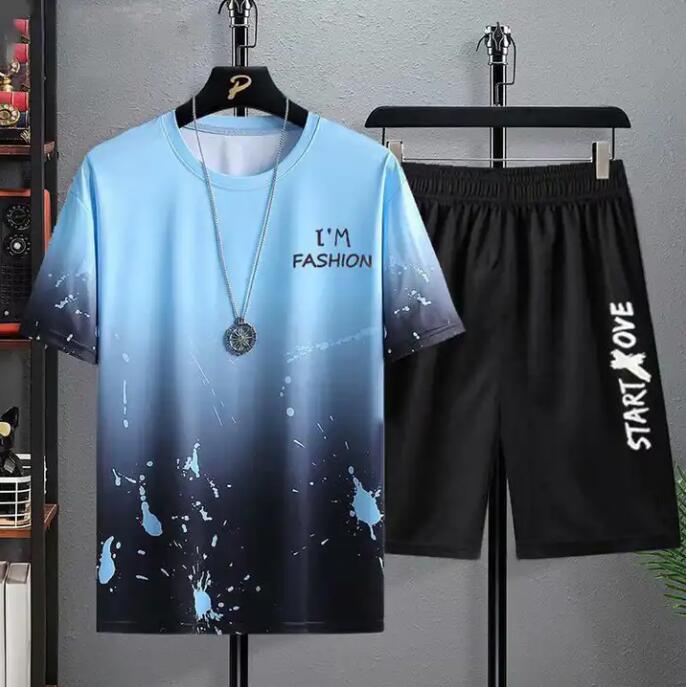 JC Hot Selling Men clothes T shirts Quick Drying Clothing Gradient O-Neck top T-Shirt Cool Feeling Men pants Short-Sleeved T Shirt