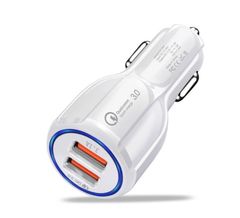 Case Car Charger 6A Qc 3.0 Quick Charge 2ports USB Charging Power Adapter Cable White