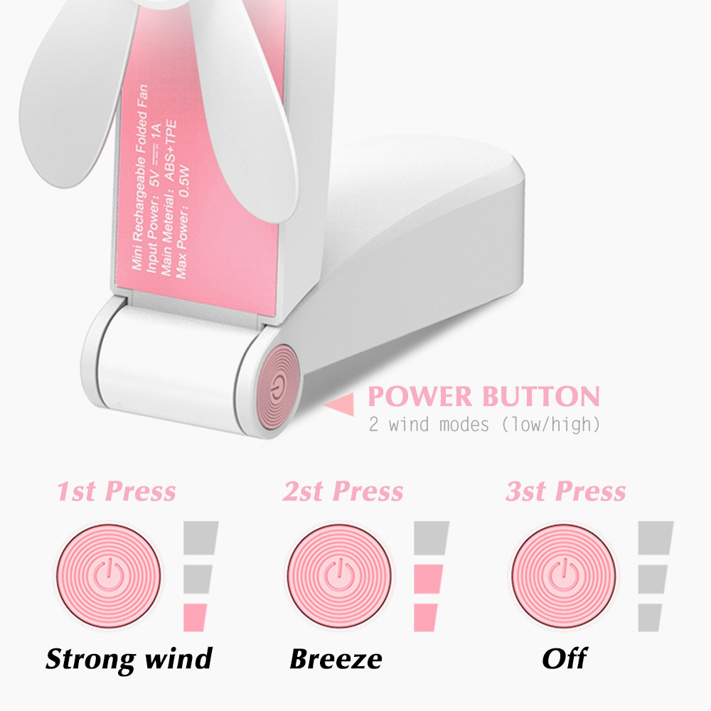 LD tech USB Pocket Fold Fans Electric Portable Hold Small Fans Household Desktop Electric Fan
