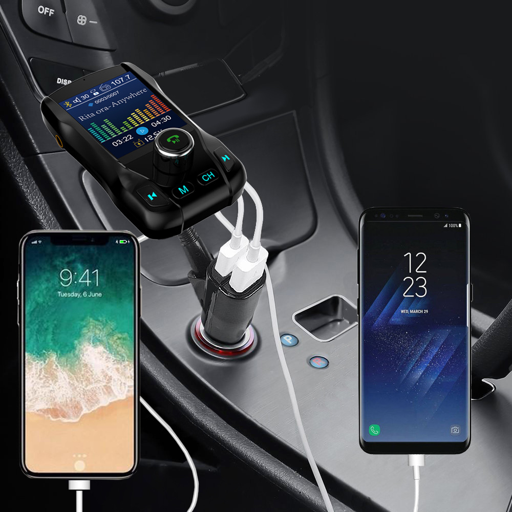 LD Tech Bluetooth Car Kit Color Screen MP3 Music Player FM Transmitter AUX Audio Car Charger Radio