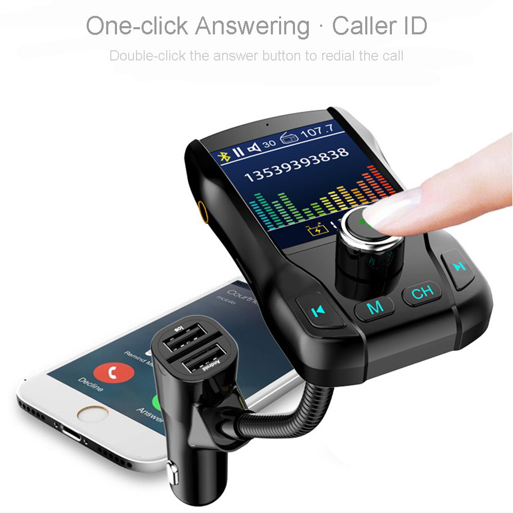 LD Tech Bluetooth Car Kit Color Screen MP3 Music Player FM Transmitter AUX Audio Car Charger Radio