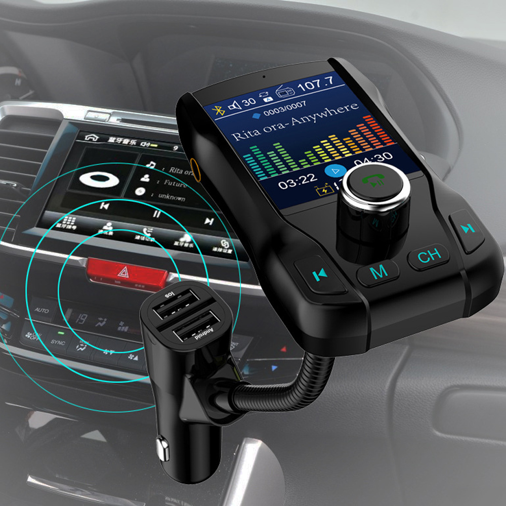 LD Tech Bluetooth Car Kit Color Screen MP3 Music Player FM Transmitter AUX Audio Car Charger Radio