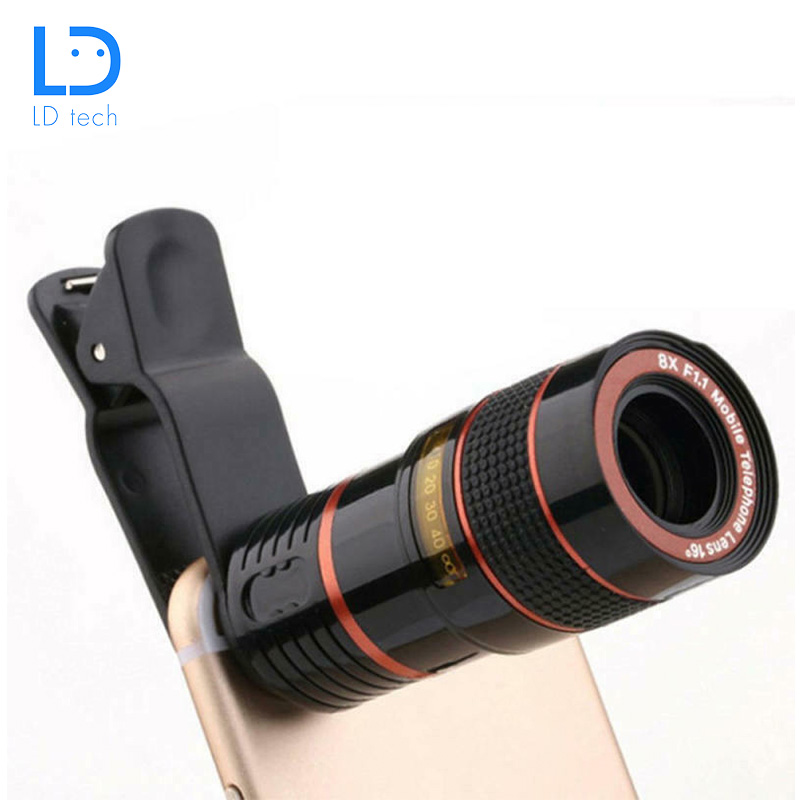 LD Tech Mobile Lenses Mobile Phone Long Focus Telescope Lens black 8X Zoom