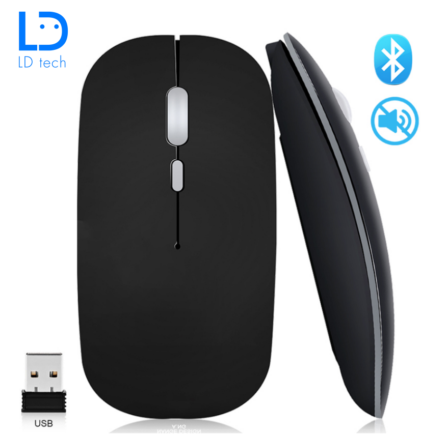 LD Tech Wireless Mouse Silent USB/Bluetooth Computer Mouse Rechargeable Mice for PC Laptops