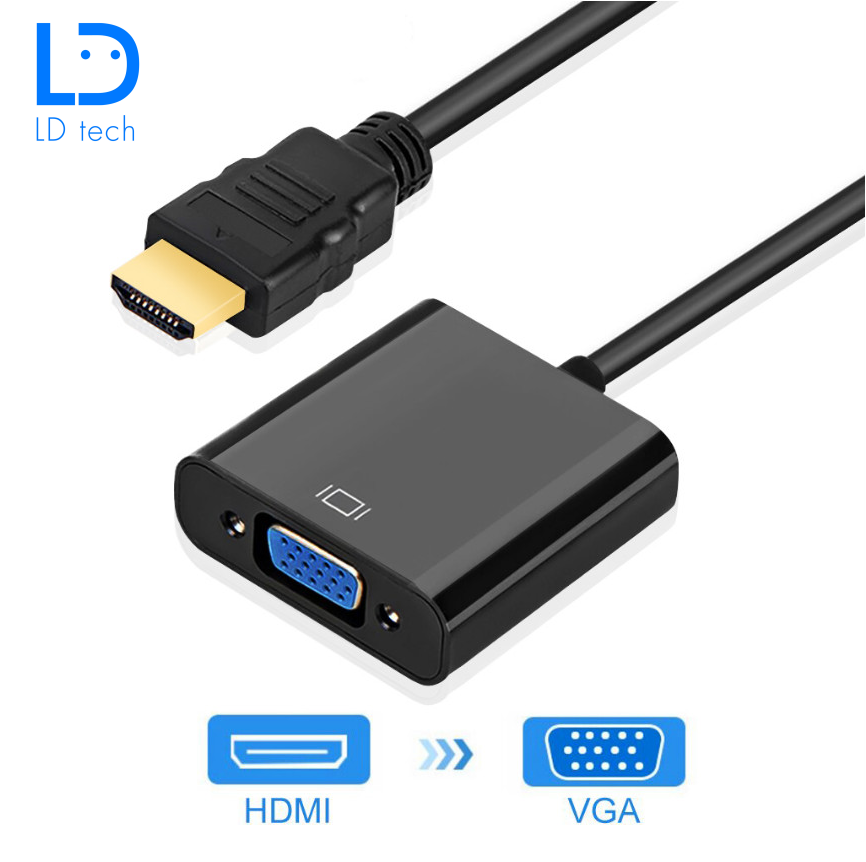 LD Tech HDMI to VGA Adapter for PS4 1080P Adapter With Video Audio Cable Jack HDMI VGA For PC TV Box
