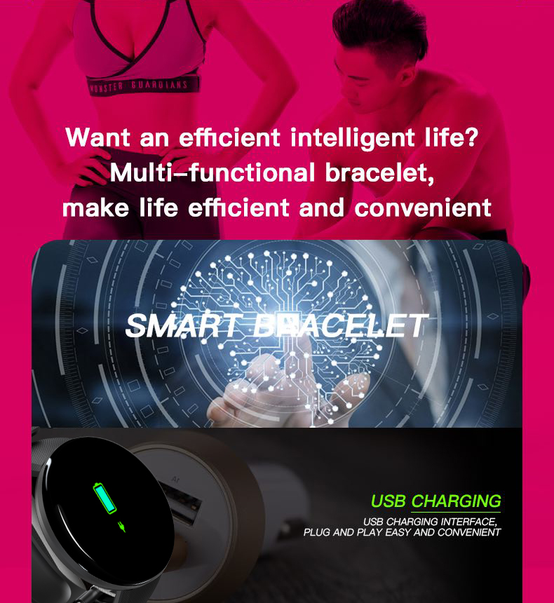 LD Tech Bluetooth Smart Band Blood Pressure Round Smart watch Waterproof Sport Tracker For Phones
