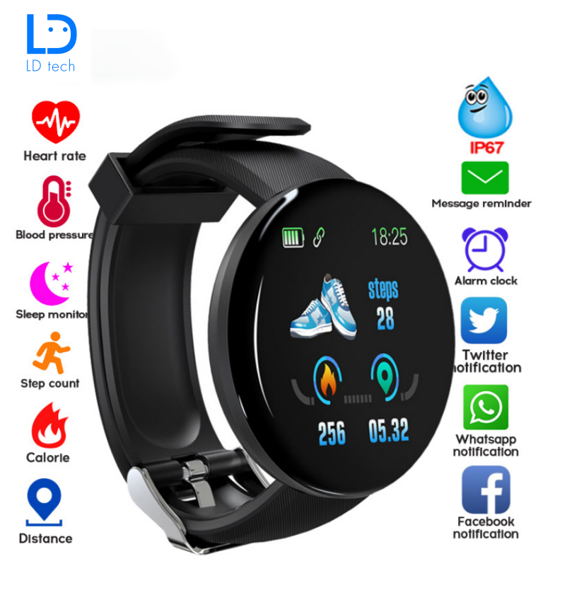 LD Tech Bluetooth Smart Band Blood Pressure Round Smart watch Waterproof Sport Tracker For Phones
