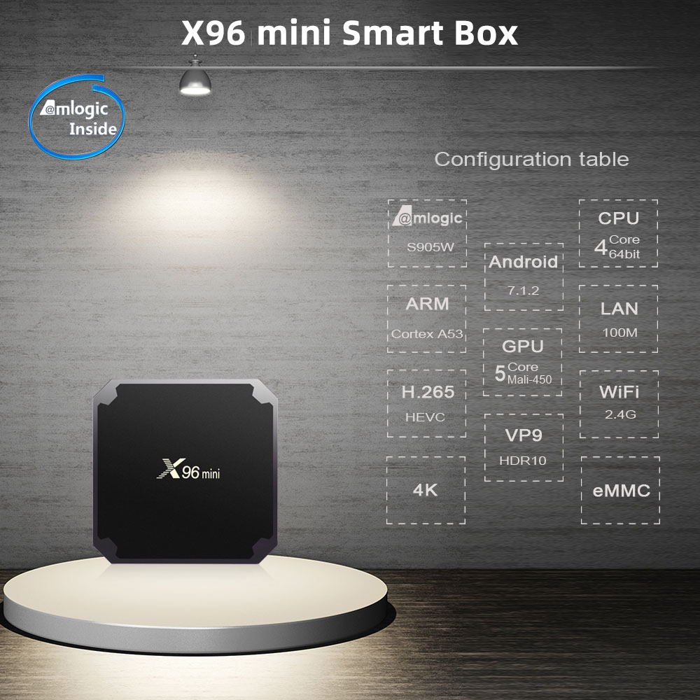 LD tech X96 MINI Smart TV BOX Andriod 7.1.2 RAM 2G+16G Amlogic 2.4GHz Wireless WIFI TV Box