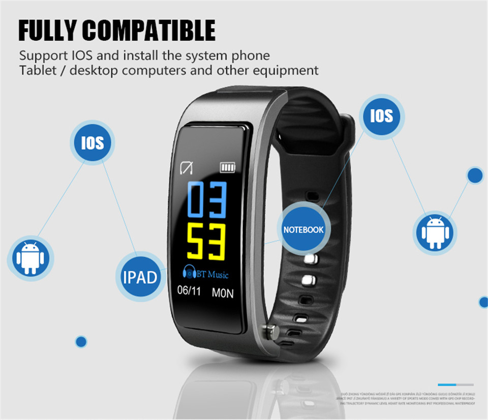 LD tech Y3 smart watch earphone 2 in 1 Phone calls reminding Sleep Monitor Pedometer smart watches