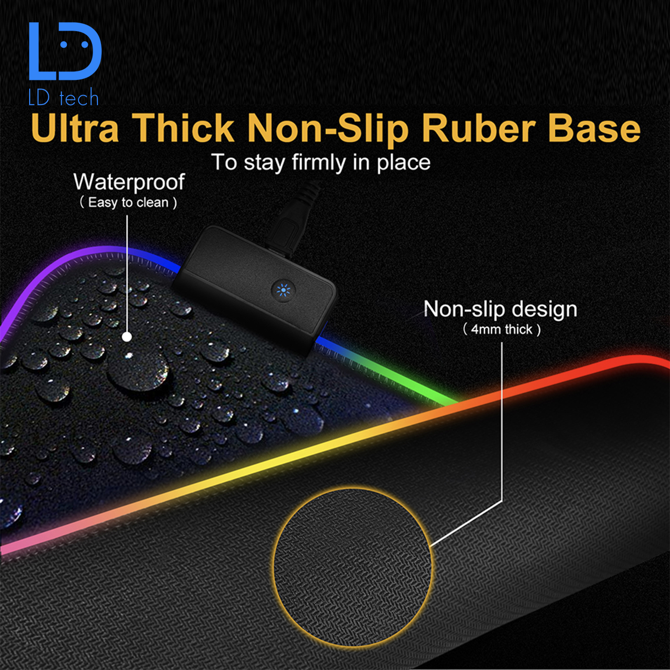 LD tech RGB Gaming Large Mouse Pad Mat Gamer Led Computer with Backlight Carpet For keyboard Desk