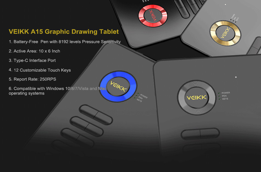 LD tech A15 Drawing Tablet 10x6 inches Digital Drawing Pad For Artists 8192 Levels Pressure
