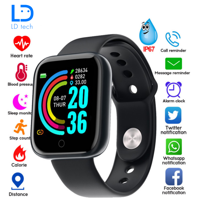 LD Tech Smart Watches Sport Waterproof Smart Bracelet Heart Rate Blood Pressure Tracker For Phones