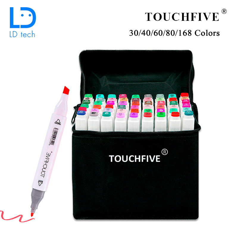 LD tech TouchFIVE Drawing Markers Pen Alcohol Based Sketch Felt-Tip Twin Brush Pen Art Supplies