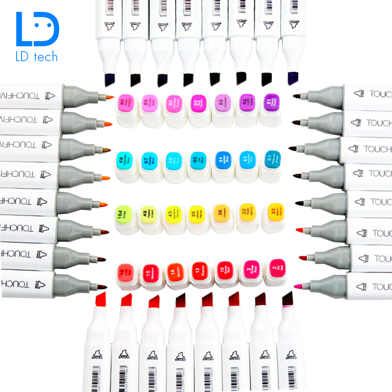 LD tech TouchFIVE Drawing Markers Pen Alcohol Based Sketch Felt-Tip Twin Brush Pen Art Supplies