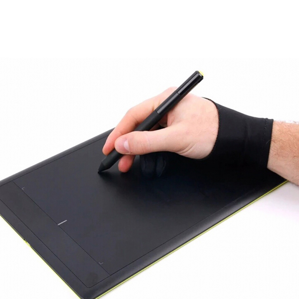 LD tech Artist Drawing Glove Smudge Guard For Any Graphics Drawing Tablet Black 2 Finger