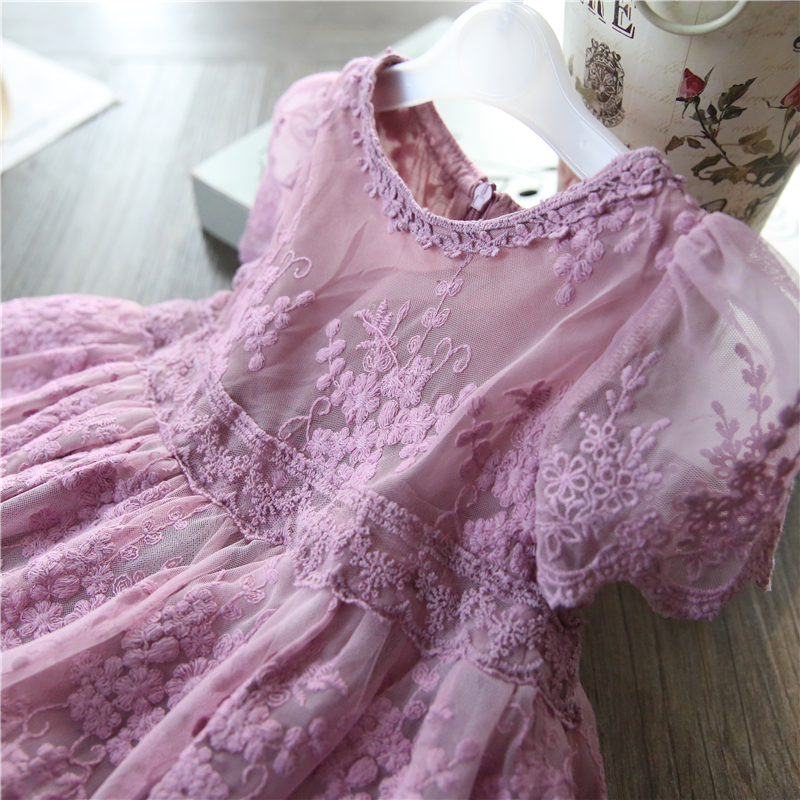Girls Dresses Kids Dresses For Girls Mesh Casual Lace Embroidery Princess Baby Girl Clothes Summer