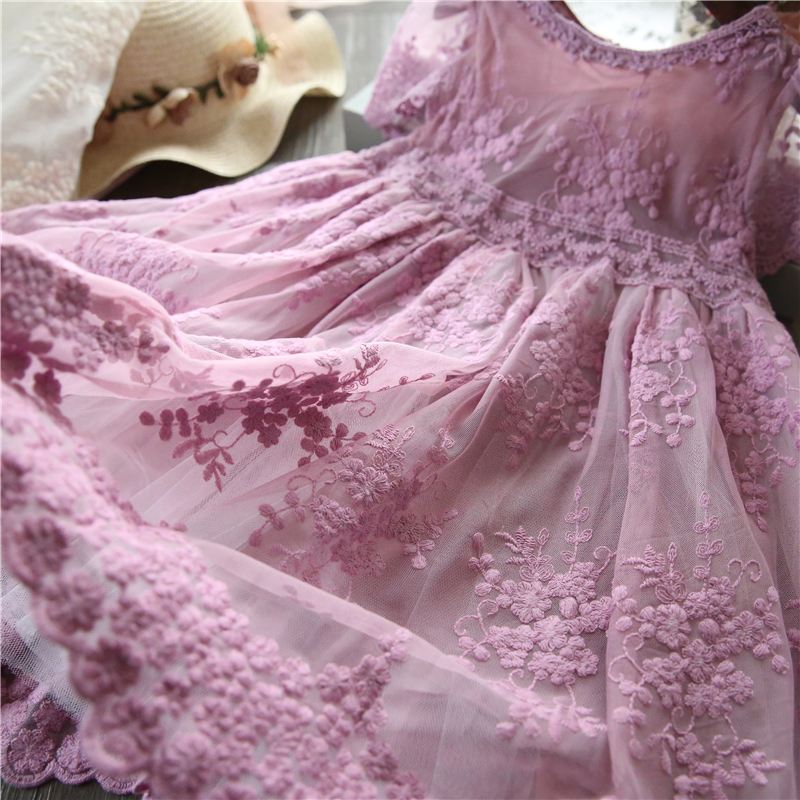 Girls Dresses Kids Dresses For Girls Mesh Casual Lace Embroidery Princess Baby Girl Clothes Summer