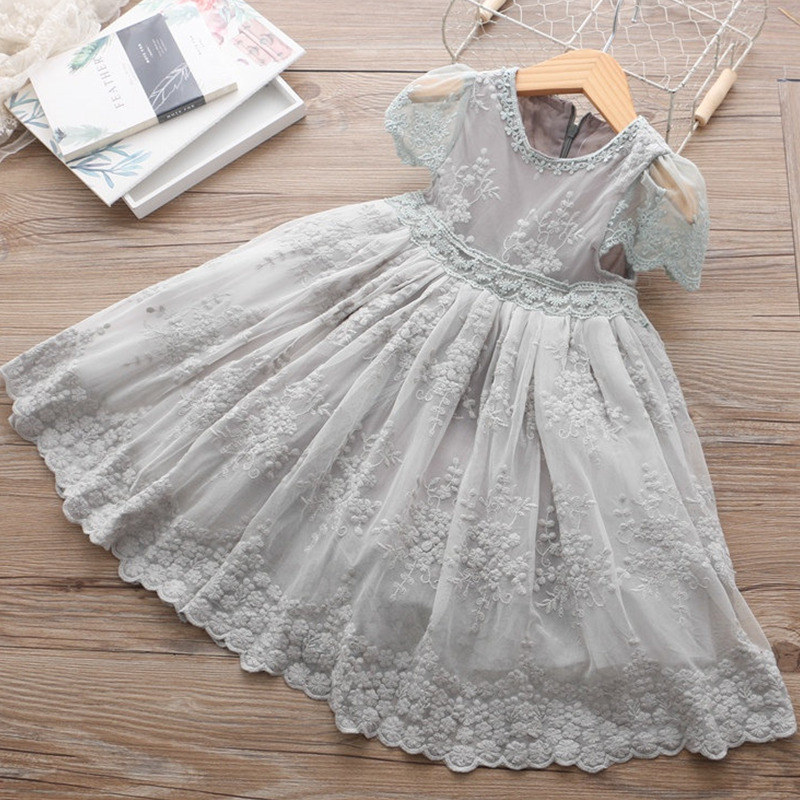 Girls Dresses Kids Dresses For Girls Mesh Casual Lace Embroidery Princess Baby Girl Clothes Summer