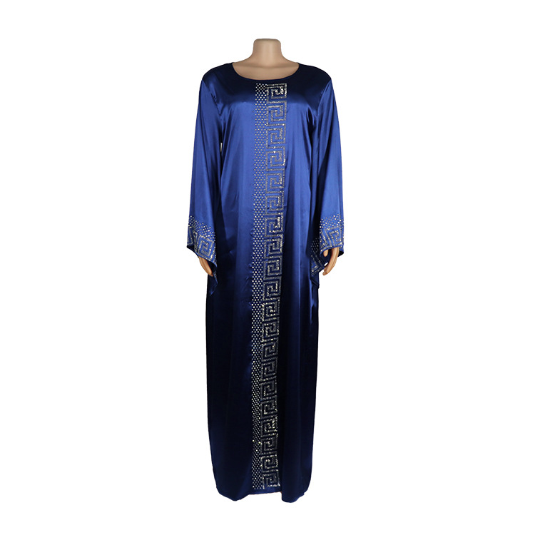 African Design Dashiki Dress Silk Beading Abaya Bandage Maxi Bazin Vintage Long Sleeve Dresses