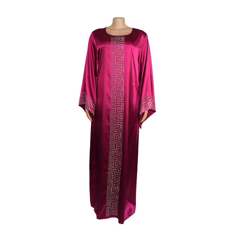 African Design Dashiki Dress Silk Beading Abaya Bandage Maxi Bazin Vintage Long Sleeve Dresses