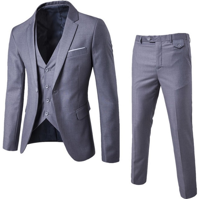Men Spring 3 Pieces Classic Blazers Suit Sets Men Business Blazer +Vest +Pants Suits &amp; Blazers
