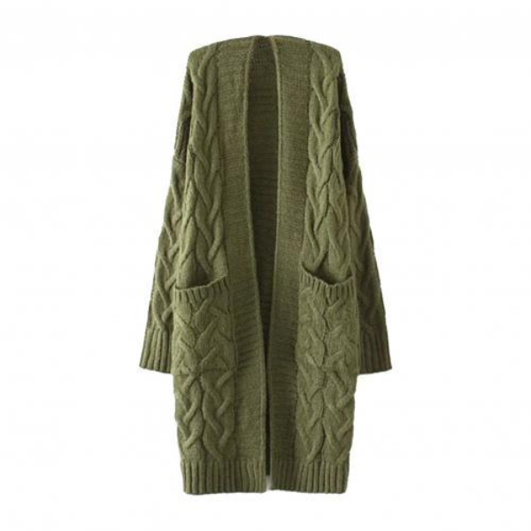 Cardigan Sweaters Women Autumn Winter Pockets Cardigan Long Sleeve Twist Sweaters & Cardigans