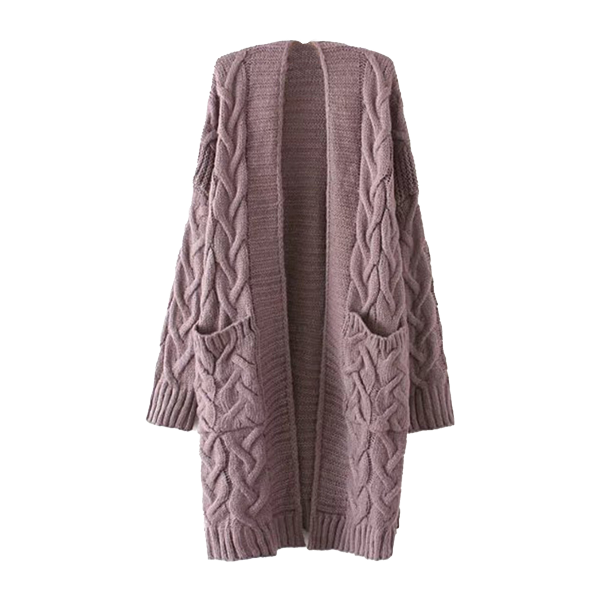 Cardigan Sweaters Women Autumn Winter Pockets Cardigan Long Sleeve Twist Sweaters & Cardigans