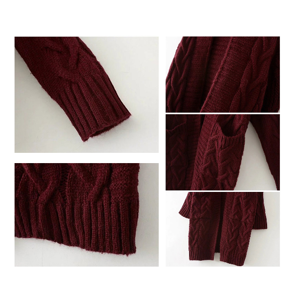 Cardigan Sweaters Women Autumn Winter Pockets Cardigan Long Sleeve Twist Sweaters & Cardigans