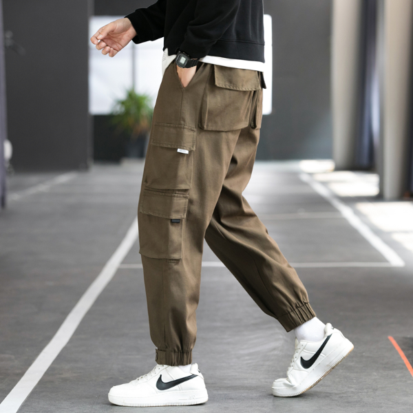 Side Pockets Men's Harem Joggers Cargo Pants Streetwear 2021 Hip Hop Oversized  Trousers