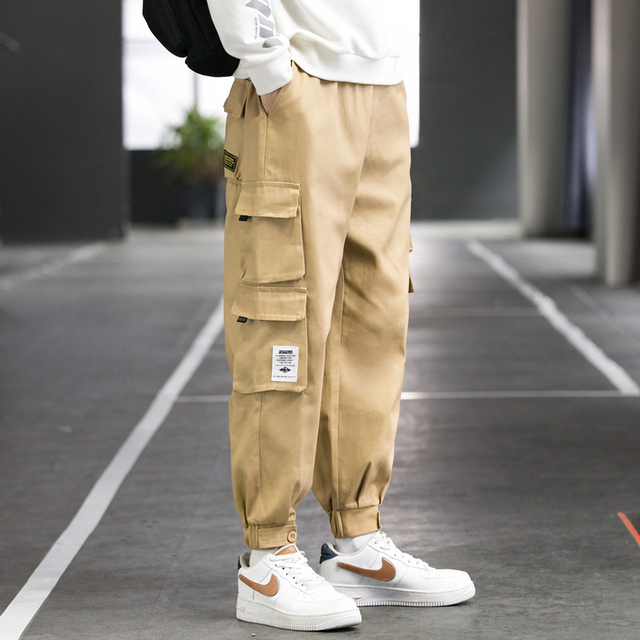 Side Pockets Men's Harem Joggers Cargo Pants Streetwear 2021 Hip Hop Oversized  Trousers
