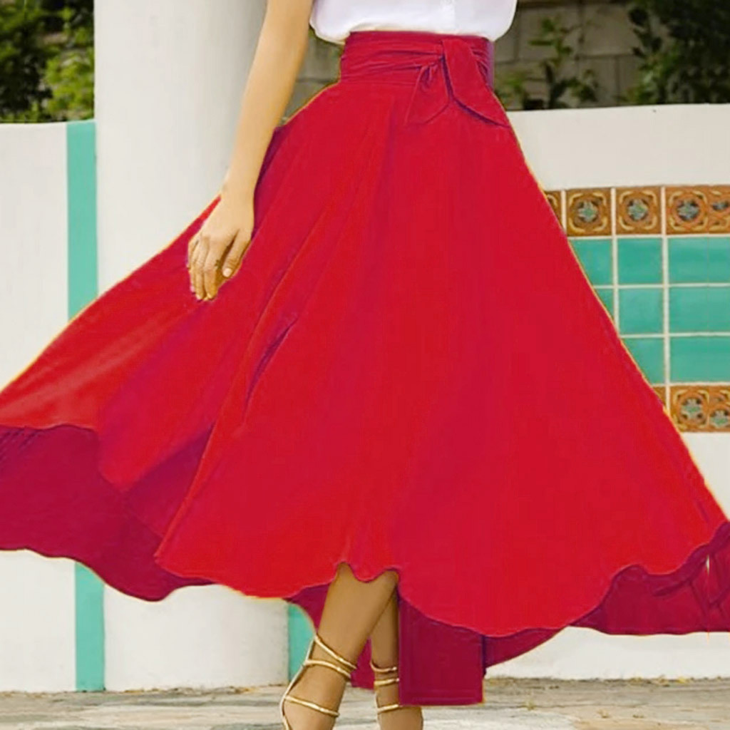 Long Maxi Skirts For Women Fashion Spring Summer Casual Solid Color High Waist Skirt Female Skirts