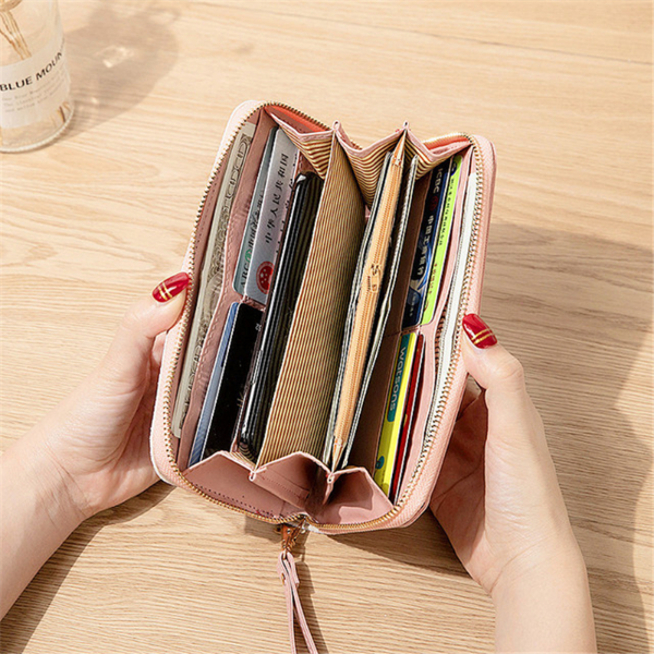 Luxury Long Wallet For Women Patchwork Sequin Clutch Glitter Pu Leather Ladies Phone Wallets New Wallet Long Women's Zipper Wallet Female Student Korean Version Contrast Tassels Versatile Rivet Mobile