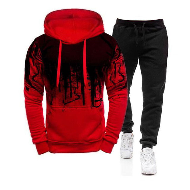 Men's Set Hoodie Sets Men Tracksuit Sportswear Hoodies+Sweatpant 2 Pieces Autumn Winter Male Suits & Blazers