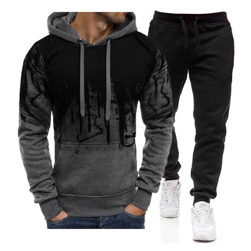 Men's Set Hoodie Sets Men Tracksuit Sportswear Hoodies+Sweatpant 2 Pieces Autumn Winter Male Suits & Blazers