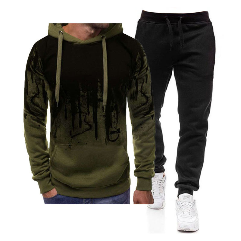 Men's Set Hoodie Sets Men Tracksuit Sportswear Hoodies+Sweatpant 2 Pieces Autumn Winter Male Suits & Blazers