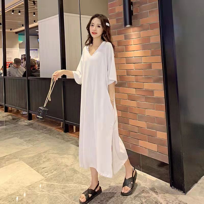 Slit Dresses For Women Women Long Maxi Dress Summer Dress Short Sleeve Split Dresses Clothes  Skirts