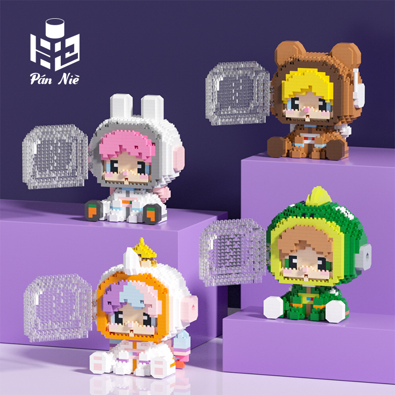 Astronaut Micro Building Block Kawaii Bear Rabbit Unicorn 3D Model Learning & Education