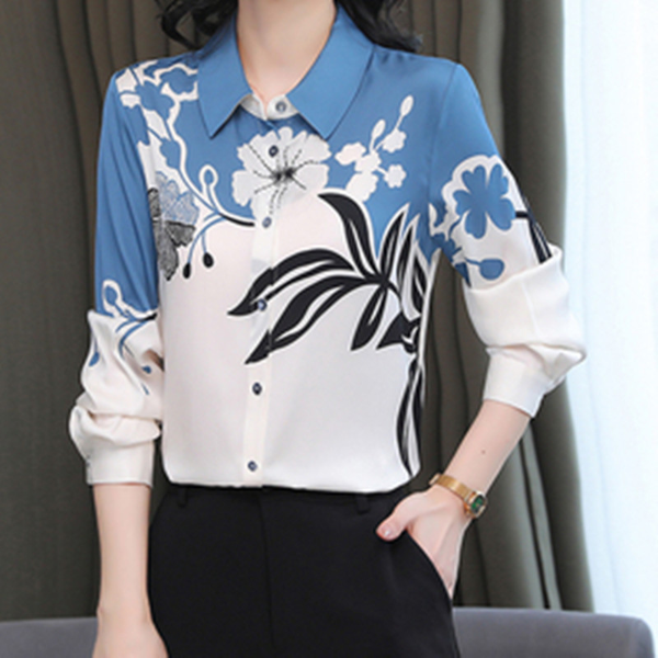 Women's Shirts Chiffon Blouses for Women 2021 Fall Fashion Floral Shirts Tops