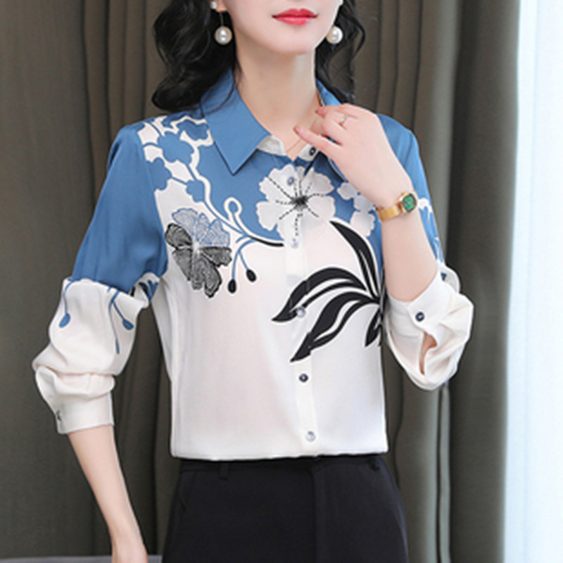 Women's Shirts Chiffon Blouses for Women 2021 Fall Fashion Floral Shirts Tops